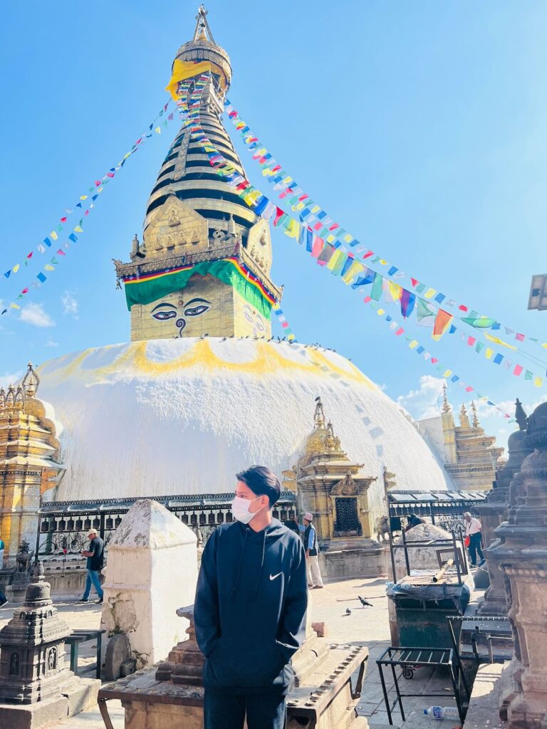 Local Tourist Visiting Swayambhunath Temple